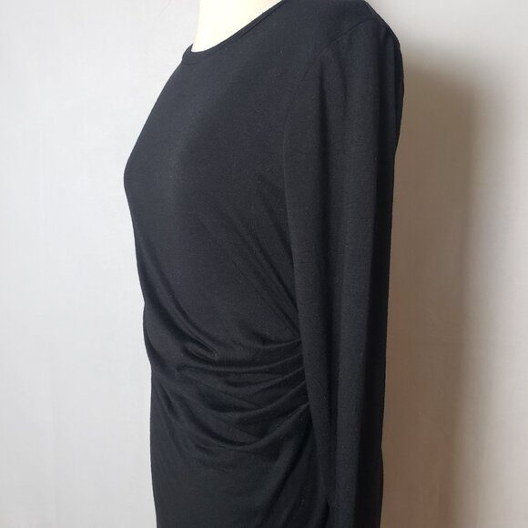 Banana Republic Soft Lux Shirred Side Sheath Midi Dress Black Ladies Size Med - Picture 5 of 13